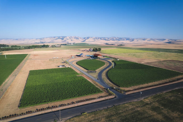 Aerial of Doubleback Winery outside of Walla Walla.