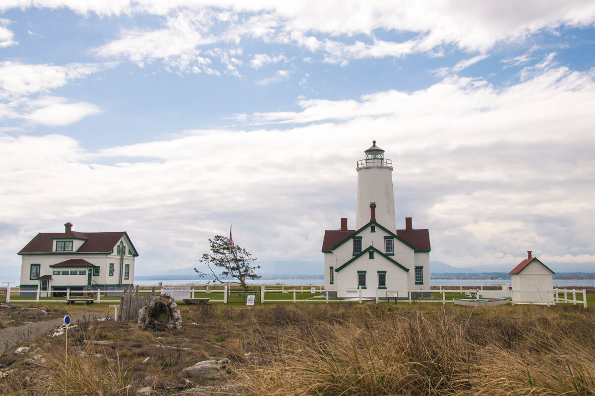 New Dungeness Lighthouse at the end of the Dungeness Spit hike in Washington