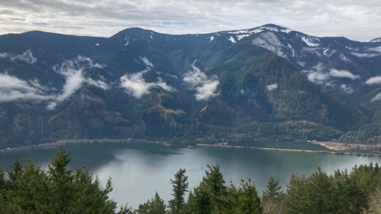 View of the Columbia River Gorge near the White Salmon River area in Washington