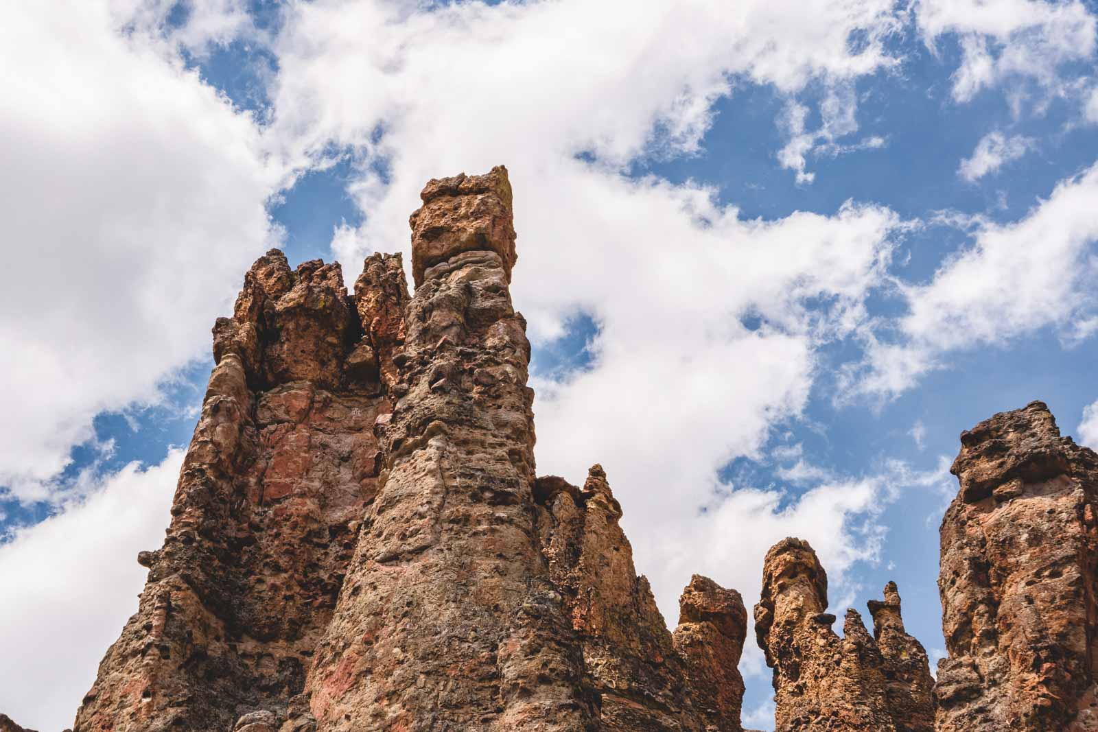 The Clarno Palisades rock cliffs in the John Day Fossil Beds, Oregon