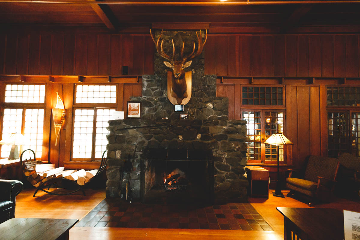 Fireplace at Lake Crescent Lodge